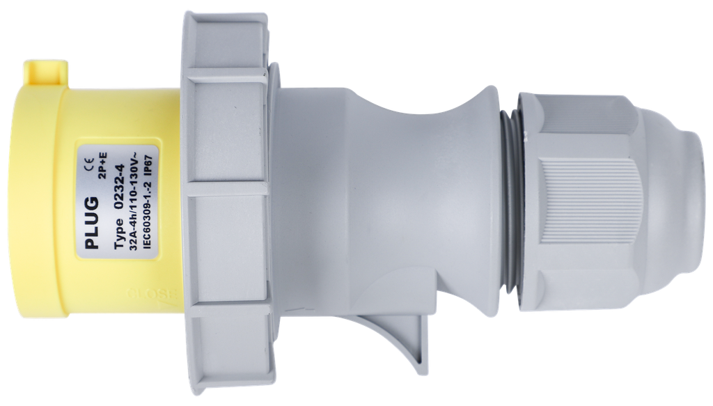 EBASEE CEE IP67 32A Plug Male 3 x 32A 110V Yellow