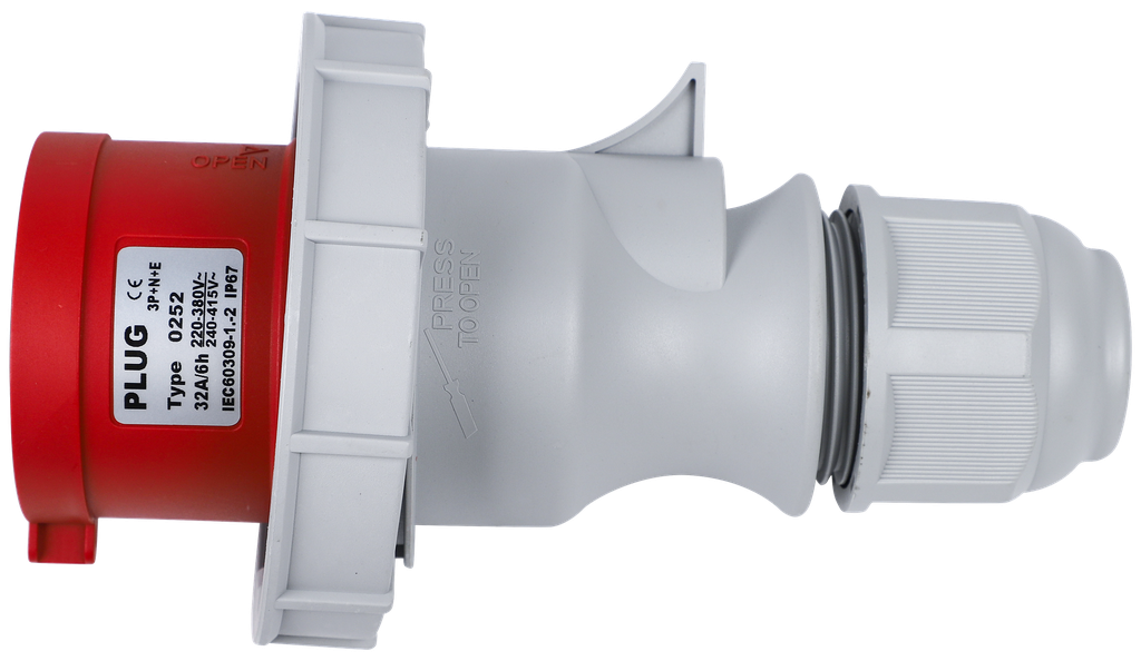 EBASEE CEE IP67 32A Plug Male 5 x 32A 400V Red