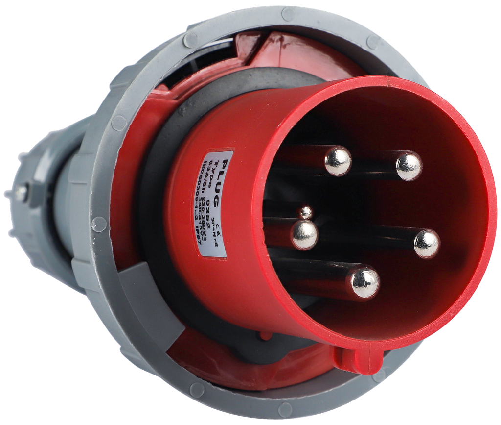 EBASEE CEE IP67 63A Plug Male 5X63A 380V Red