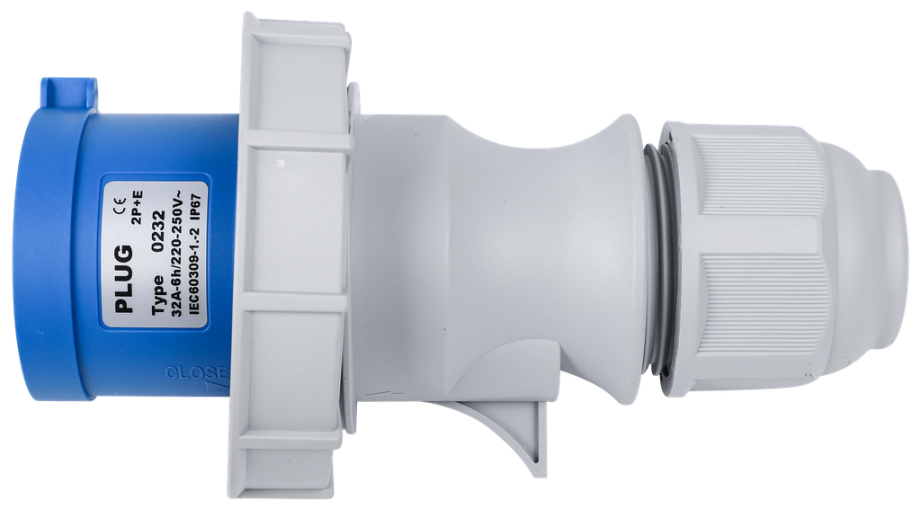 EBASEE CEE IP67 Plug Male 3X125A 230v Blue
