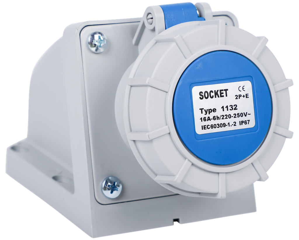 EBASEE CEE IP67 Wall Mounted Socket 3X125A 230V Blue