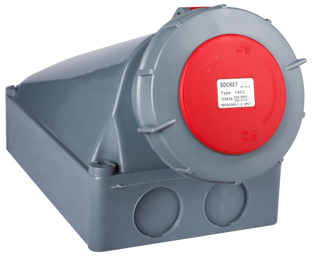 EBASEE CEE IP67 125A Wall Mounted Socket 5X125A 380V Red