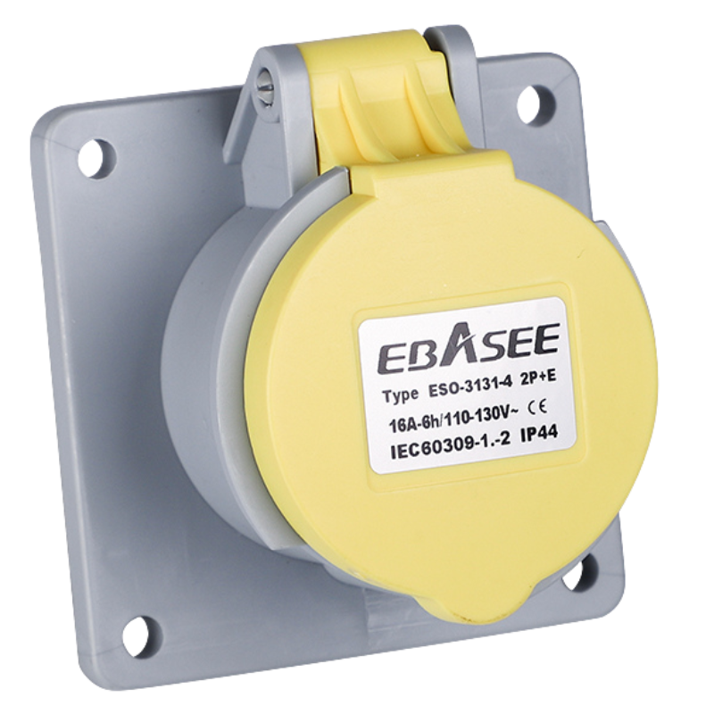 Ebasee CEE IP44 Panel Mounted Socket 3X32A 110V Yellow