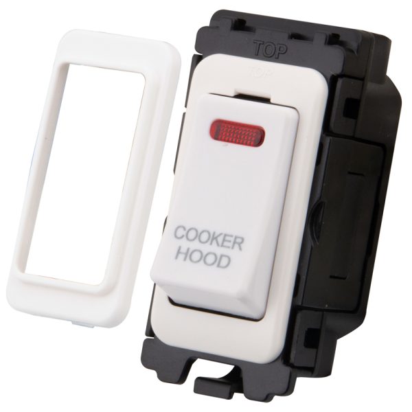 20A Double Pole Switch Grid Module c/w Neon - 'Cooker Hood'