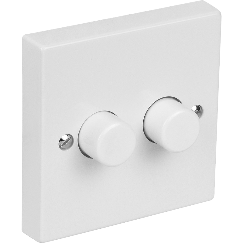 Lincoln 2 Gang 2 Way 400W Push On/Off White Dimmer