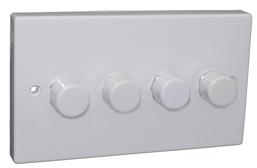 Lincoln 4 Gang 2 Way 250W Push On/Off White Dimmer