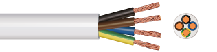 PVC 4 Core 0.75 Sqmm White Heat Resistant Flex 2094Y H03V2V2-F