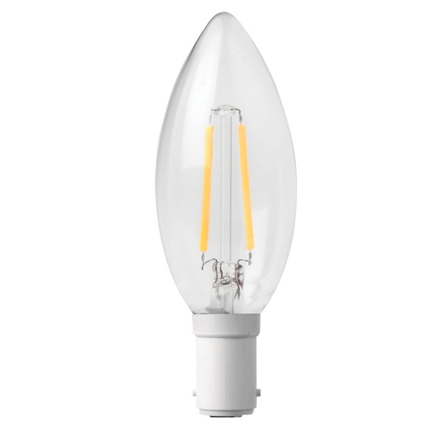 Tezla LED Filament Candle Lamp Clear SBC - 2W = 20W