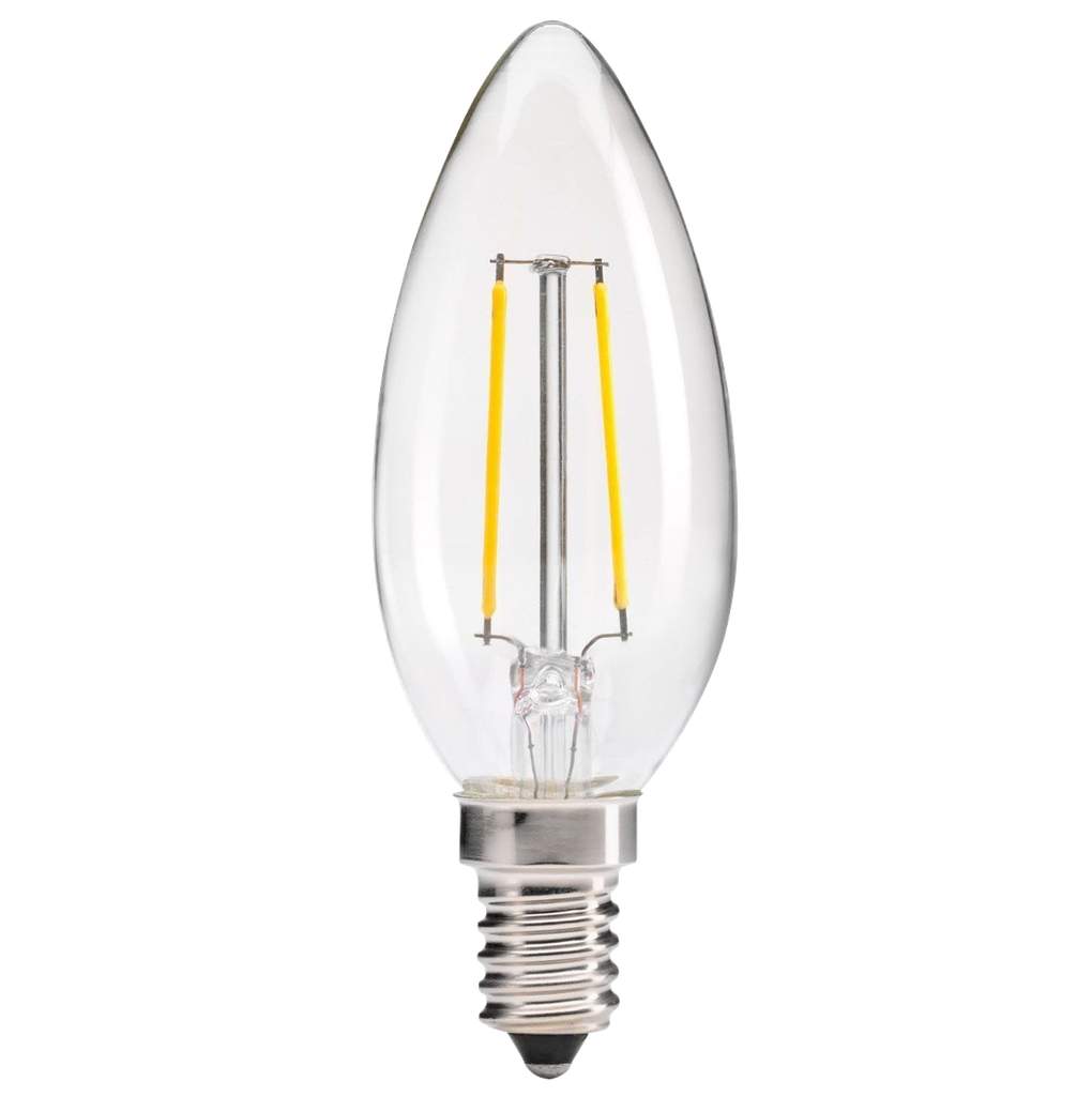 Tezla LED Filament Candle Lamp Clear SES - 2W = 20W