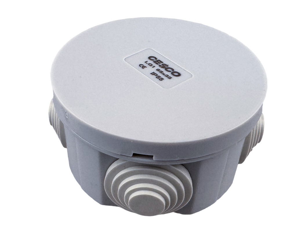 Plymouth Junction Box IP55 with Grommets - 65 x 35mm Round