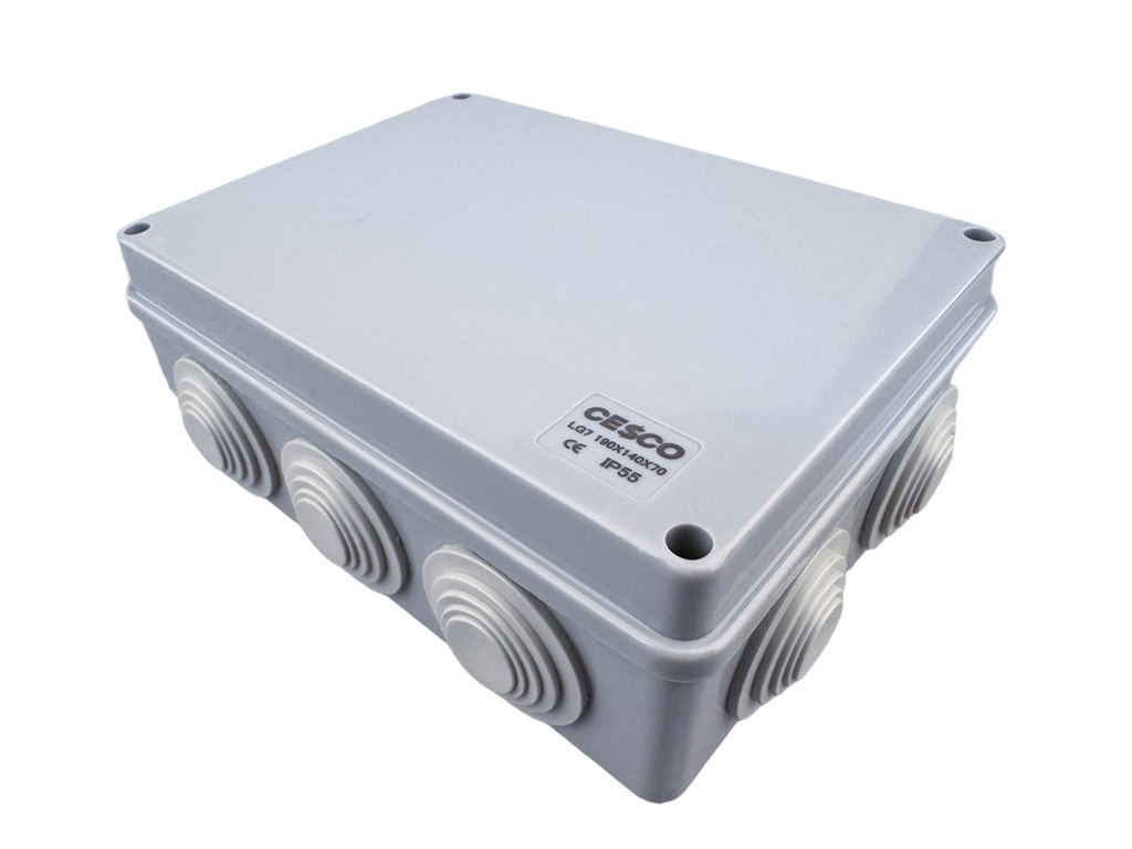 Plymouth Junction Box IP65 with Grommets - 190 x 145 x 70