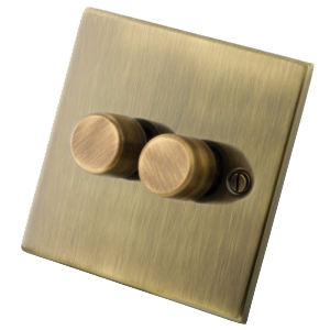 Antique Brass 2 Gang 2 Way 400W Dimmer 6060-022