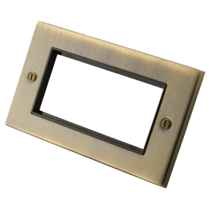 Antique Brass 2 Gang 4 Module Euro Plate