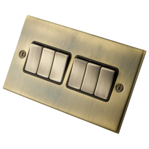 Antique Brass 6 Gang 2 Way  Switch