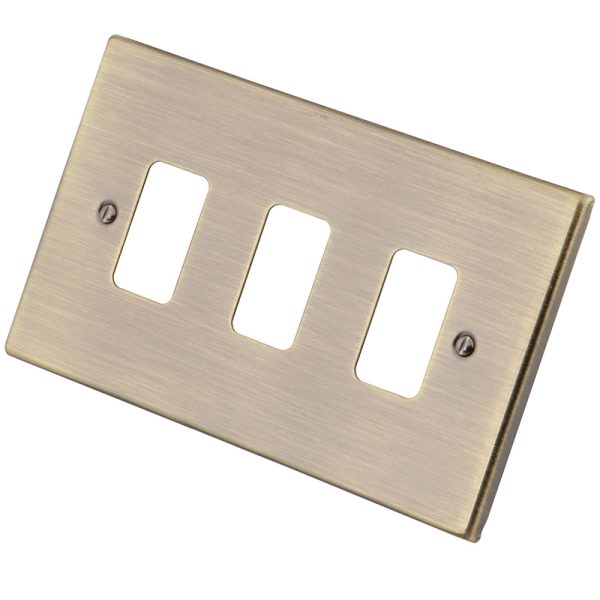Antique Brass 3 Gang Grid Plate 6060-352