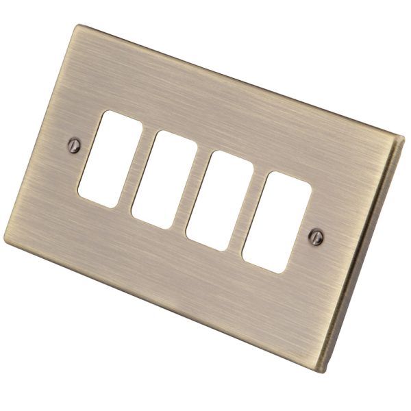 Antique Brass 4 Gang Grid Plate 6060-353