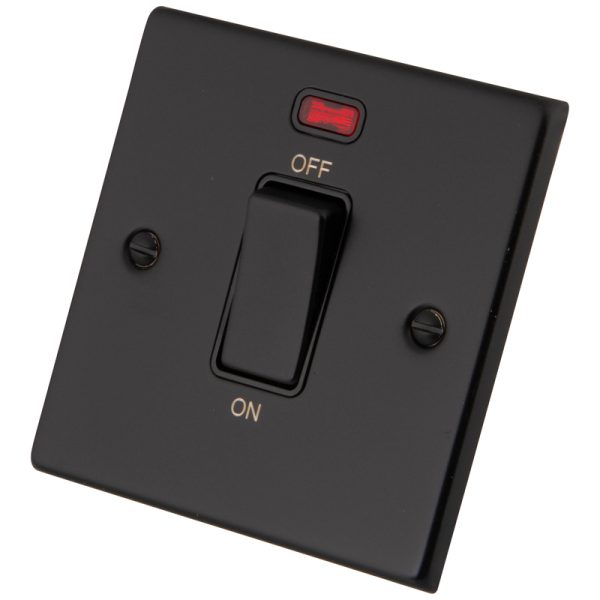 Black Metal 1 G 45A Cooker Switch & Neon 6082-201