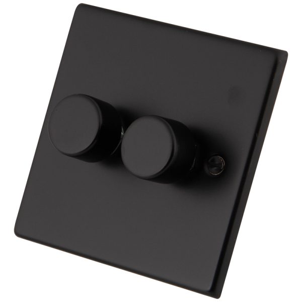 Black Metal 2 Gang 2 Way 400W Dimmer 6080-022
