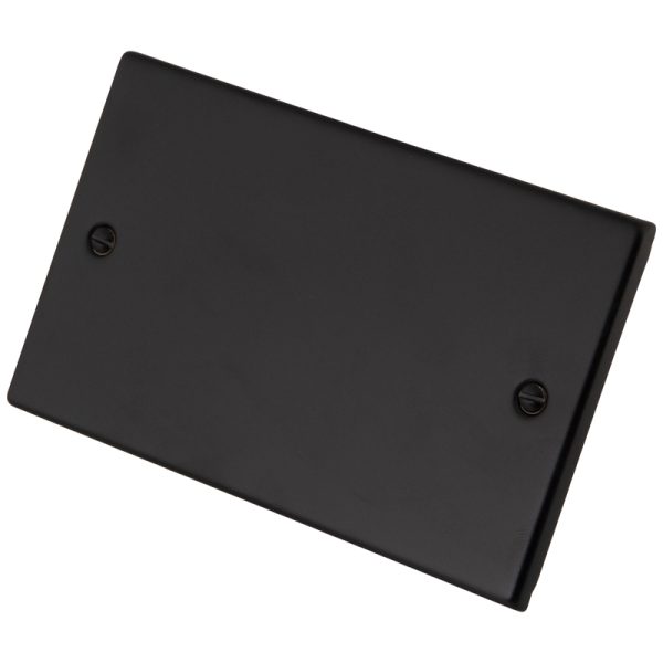 Black Metal 2 Gang Blank Plate 6080-031