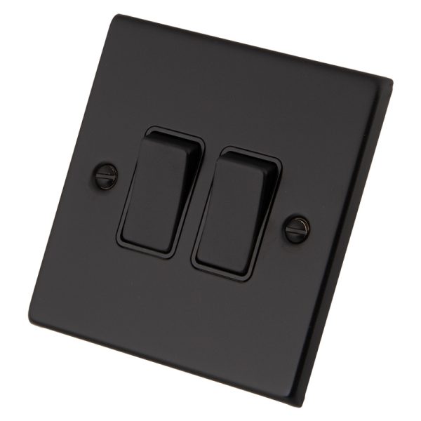 Black Metal 2 Gang 2 Way Switch 6082-003