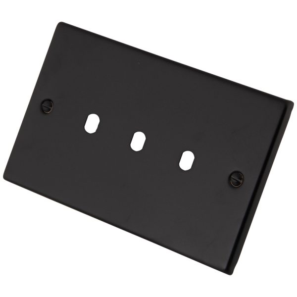 Black Metal 3 Gang Dimmer Plate c/w Knobs 6080-223