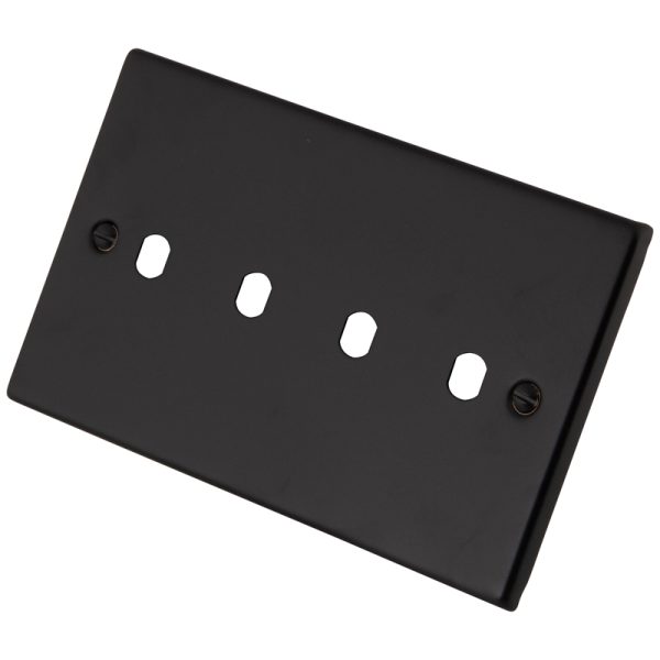 Black Metal 4 Gang Dimmer Plate c/w Knob 6080-224