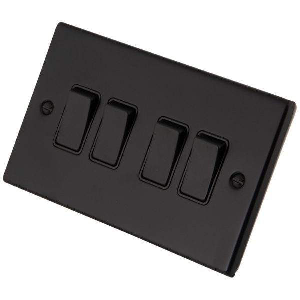 Black Metal 4 Gang 2 Way Switch 6082-005