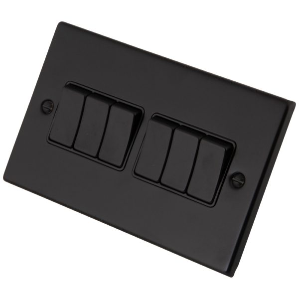 Black Metal 6 Gang 2 Way Switch 6082-006