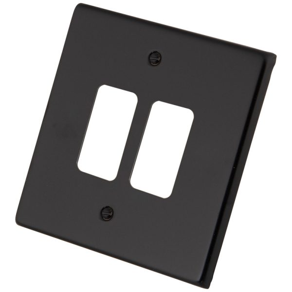 Black Metal 2 Gang Grid Plate 6080-351