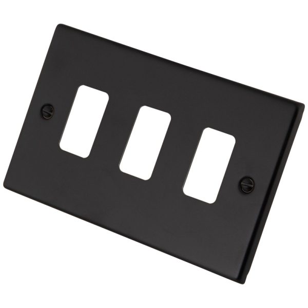Black Metal 3 Gang Grid Plate 6080-352