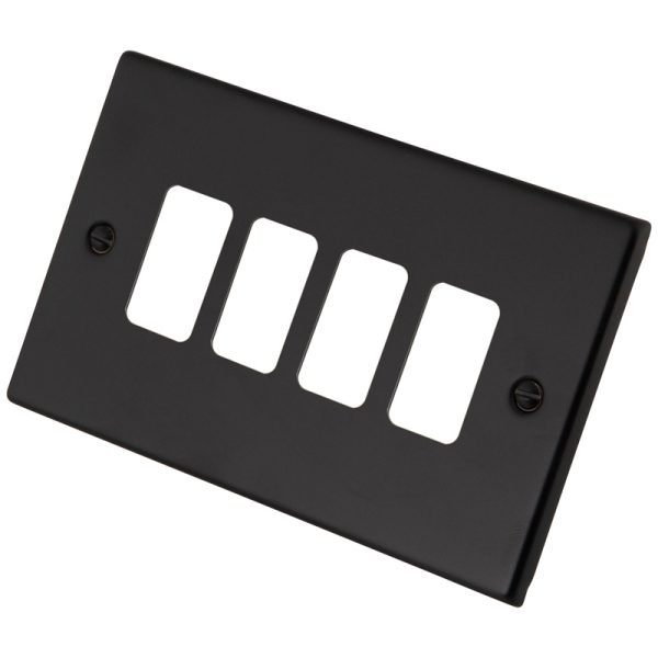 Black Metal 4 Gang Grid Plate 6080-353