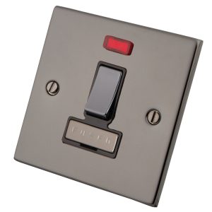 Black Nickel  13 Amp Switched Fused Spur & Neon