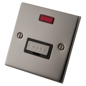 Black Nickel 13 Amp Unswitched Fused Spur c/w Neon