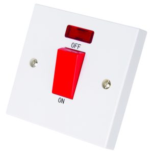 [145SN] Lincoln 45 Amp 1 Gang Cooker Switch c/w Neon