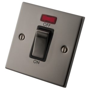 Black Nickel 1Gang 45 Amp Cooker Switch & Neon