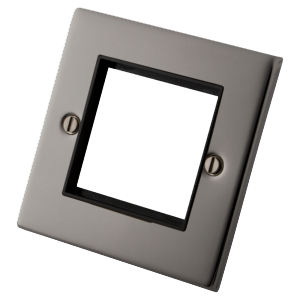 Black Nickel 1 Gang 2 Module Euro Plate