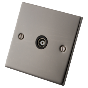 Black Nickel 1 Gang  TV Socket