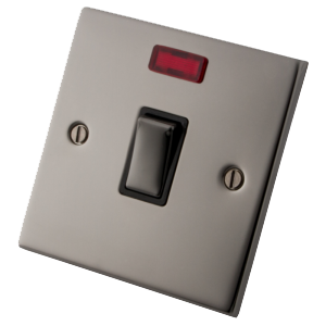 Black Nickel 20 Amp Double Pole Sw c/w Neon