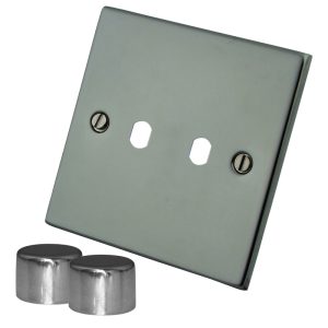 Black Nickel 2 Gang  Dimmer Plate with Knobs