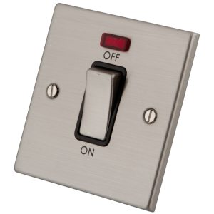 Stainless Steel 1 G 45A Cooker Switch & Neon Indicator