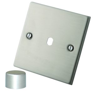 Stainless Steel 1 Gang Dimmer Plate c/w Chrome Knob