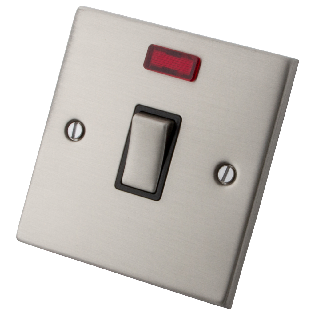 Stainless Steel Double Pole Switch with Neon 20 Amp