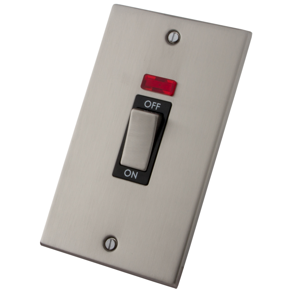 Stainless Steel Cooker Switch 2 Gang 45 Amp with Neon