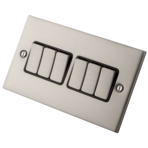 Stainless Steel 6 Gang 2 Way Switch
