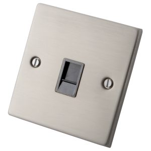 Stainless Steel 1 Gang CAT6 RJ45 Socket 6033-306 - Grey Insert