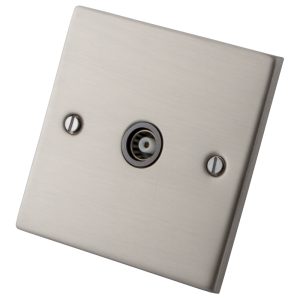 Stainless Steel 1 Gang TV Outlet Switch 6033-300 - Grey Insert