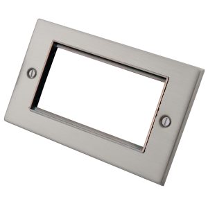 Stainless Steel 2 Gang 4 Module Euro Plate 6033-322 - Grey Insert