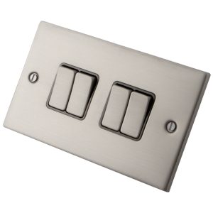 Stainless Steel 4 Gang 2 Way Switch 6033-005 - Grey Insert