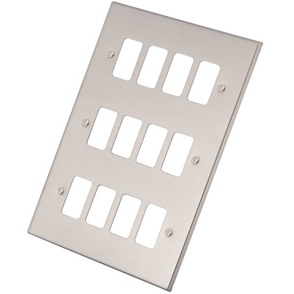 Brushed Chrome 12 Gang Grid Plate 6030-357