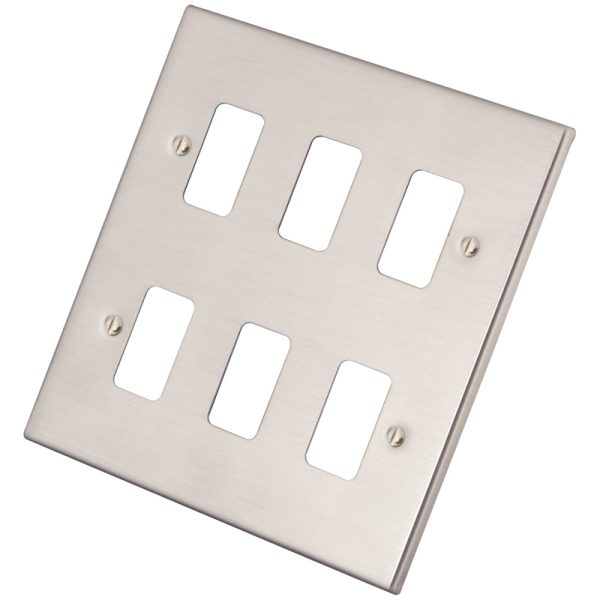 Brushed Chrome 6 Gang Grid Plate 6030-354